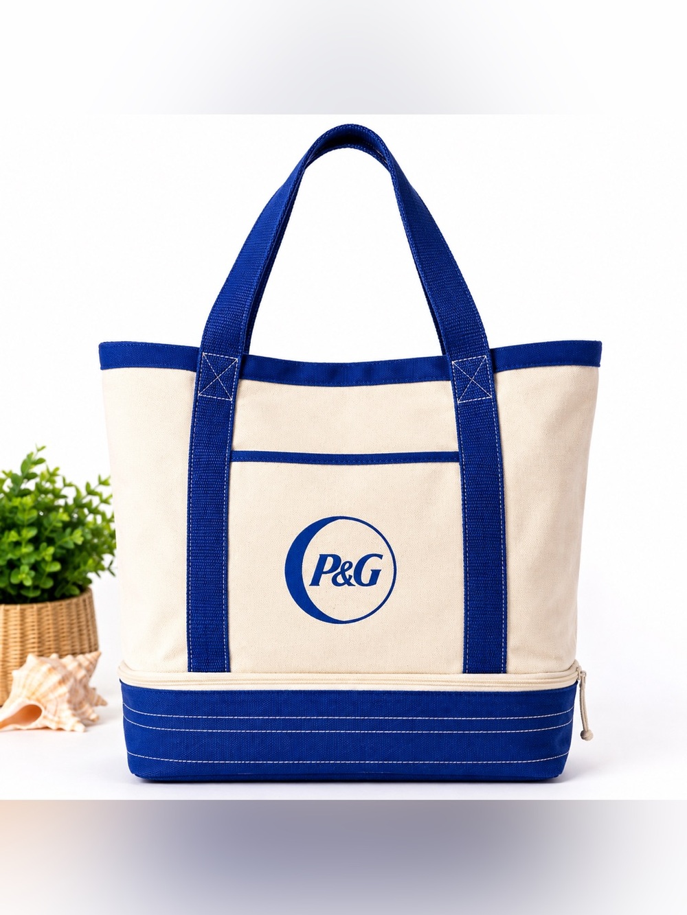 P&G Insulated Canvas Cooler Tote Beach Picnic Grocery Bag